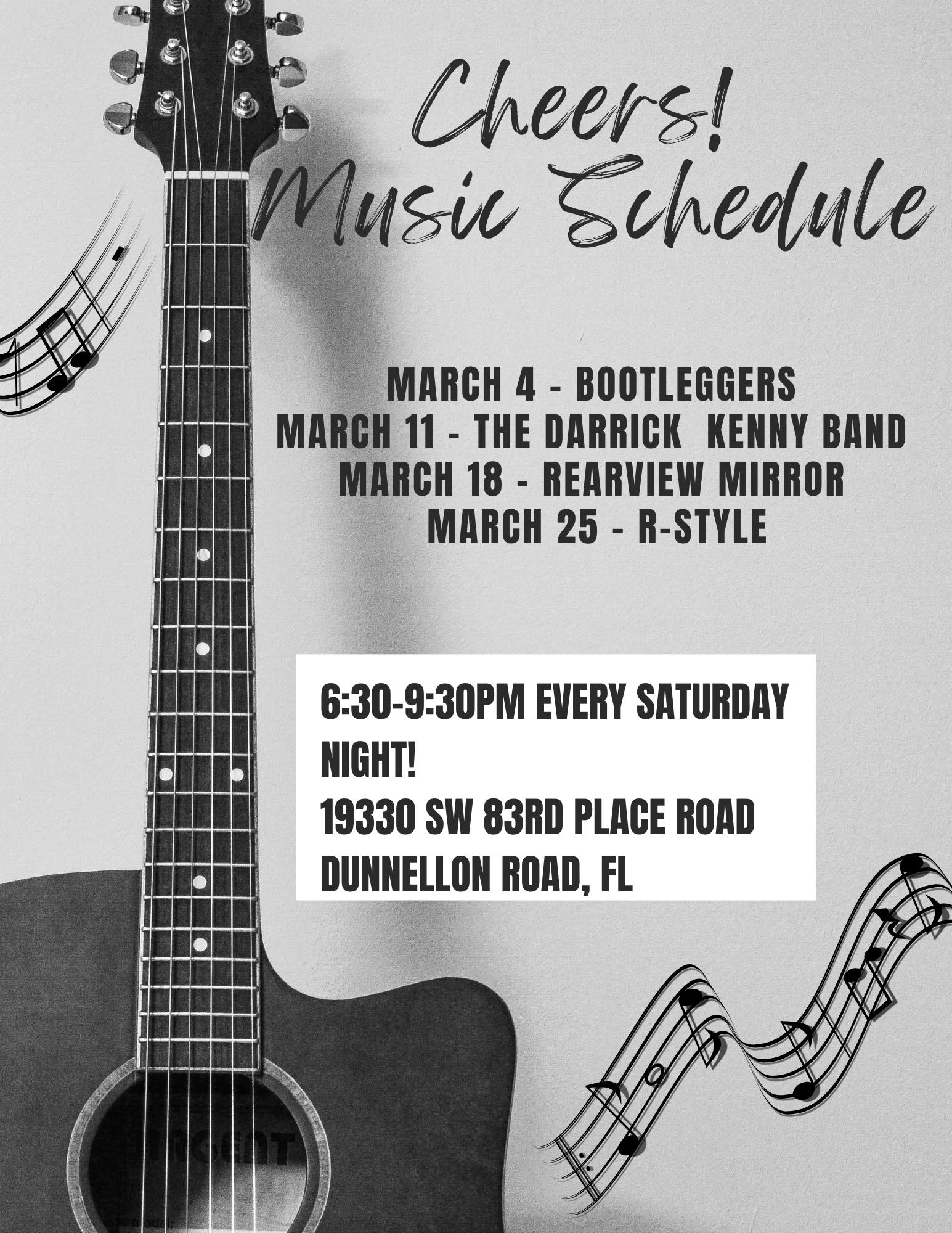 Cheers Live Music March