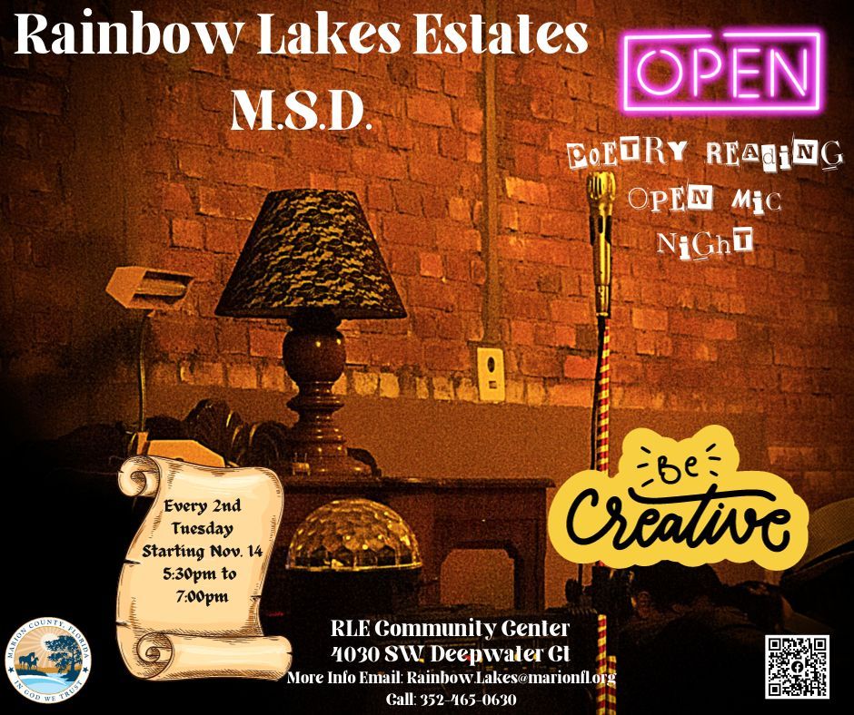Rainbow Lakes Poetry Reading and Open Mic Night