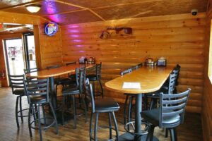 high top seating near the bar