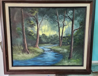 oil painting - forest stream