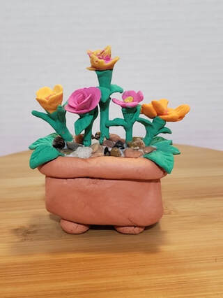 potted summer flowers- art class