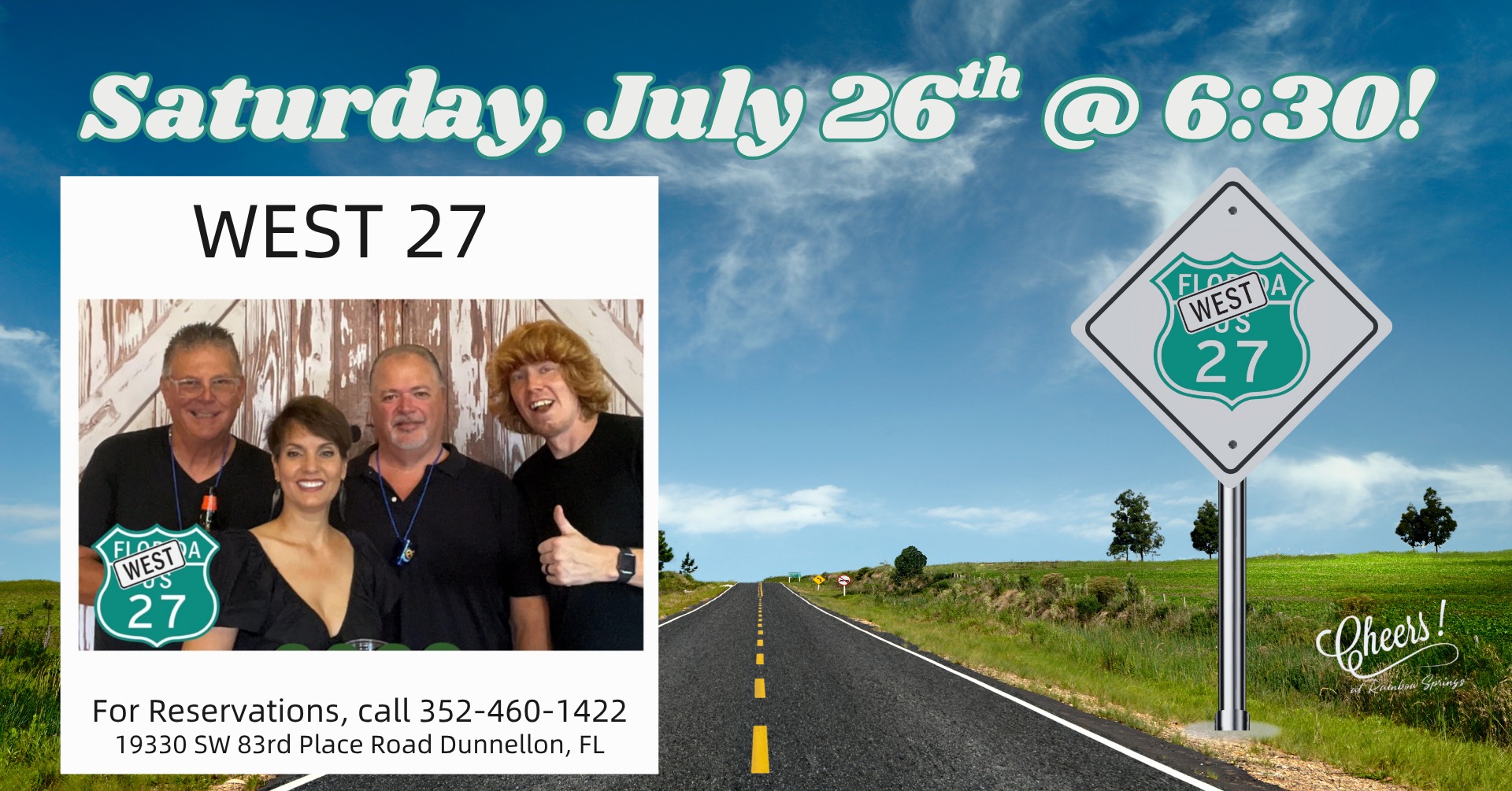 west 27 live at cheers july 2025