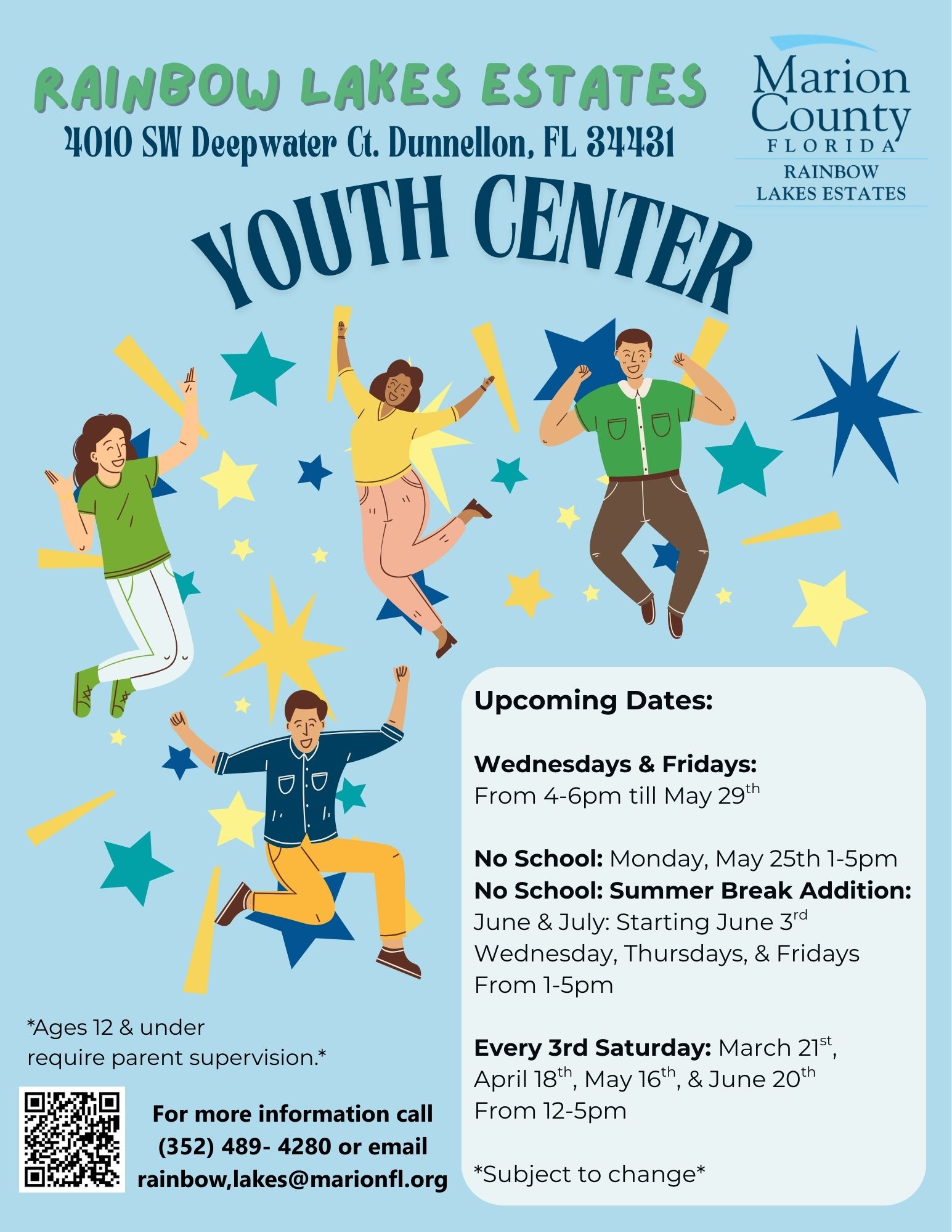 Rainbow Lakes Youth Center is Open