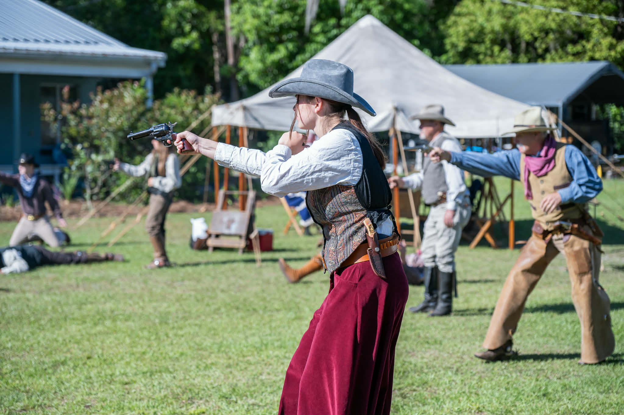 Action Shot of Cowboy Shoot outs at boomtown days